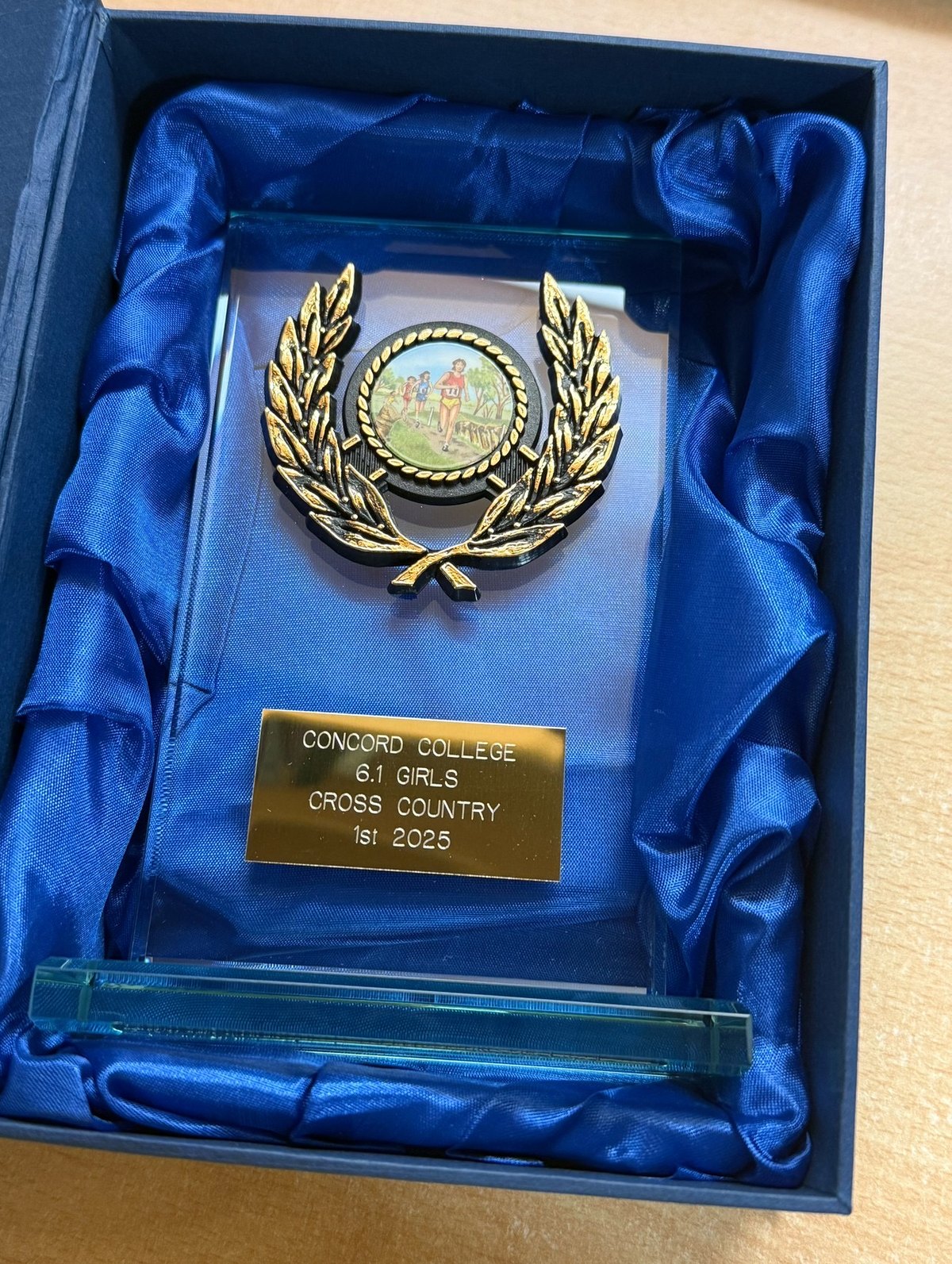 Concord College 6.1 Girls cross-country first place trophy, 2025